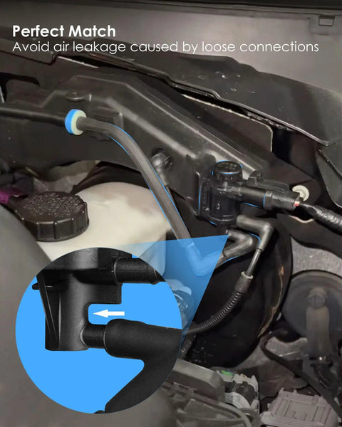 4x4 Vacuum Solenoid Valve And Auto Locking Hub Vacuum Line Check Valve Combo Kit installed in Ford F150 engine bay, close-up