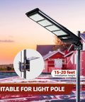Beefed Up 300W Solar Street Light With 8000LM Flood Lights Outdoor Waterproof Motion Sensor And Remote on light pole