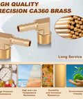 Five Pack 5/16 Inch Barb To 3/8 Inch NPT Male 90 Degree Brass Hose Barb Fittings For Tight Seals, Perfect For Water And Air Lines, Handles -40F To 160F And Up To 300 PSI. Brass 90-degree hose barb fitting