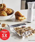 Fresh And Save 10 Piece Vacuum Sealer Bags Set For Sous Vide Meal Prep And Freezer Storage, sealing walnuts, muffins beside