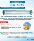 Badass Brackish Water RO Membrane BW4040 guidelines on salt concentration and caution for maple syrup makers