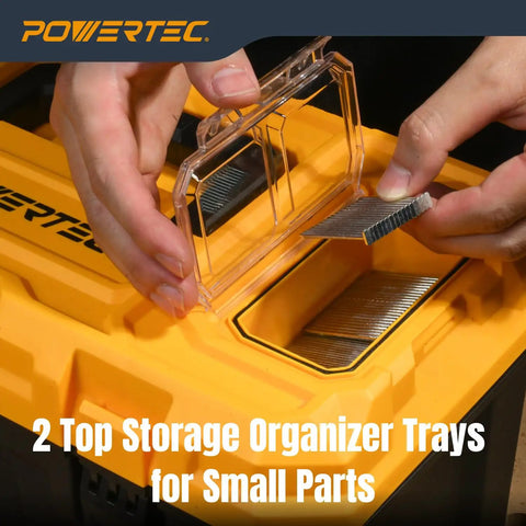 Tough As Nails 19 Inch Tool Box With Trays Lockable Portable Storage Organizer Built Heavy Duty For Shop Gear And Bits Water Resistant Workhorse Chest All Season Workshop Essential