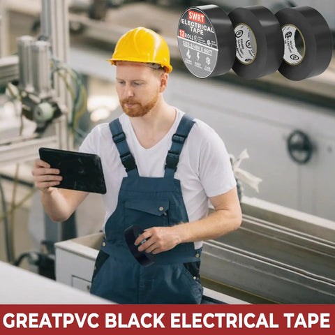 12 Pack UL CSA Black Electrical Tape 0.75 Inch by 66 Feet Flame Retardant Insulation Tape for Wiring and Electrical Safety Pro Grade Adhesive North American Certification Heavy Duty and Dependable, 12-roll pack