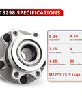 Front view of Front Wheel Hub Bearing Assembly Pair For 2008 To 2013 Nissan Rogue, 2014 To 2015 Rogue Select, 2007 To 2012 Sentra SE-R And SE-R Spec V, 5 Lug Wheel Bearing With ABS, Direct Bolt On Replacement For A Smooth Quiet Ride