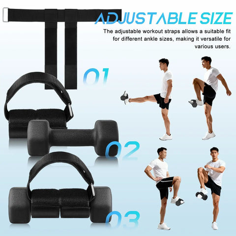 Adjustable Ankle Straps For Weight Lifting And Leg Day Workouts Durable Foot Attachments For Dumbbells shown with model use