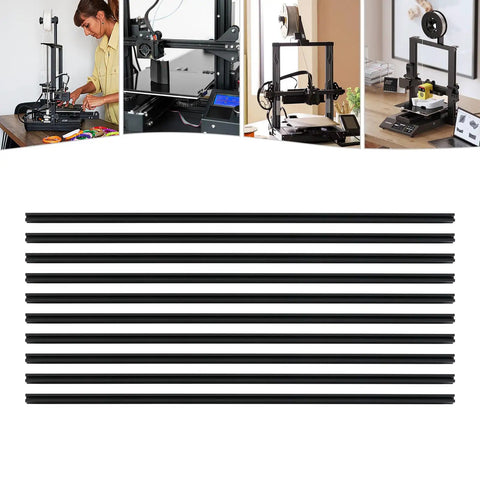 Image of black anodized 6063 aluminum extrusions for 1000mm T Slot Aluminum Extrusion For 3D Printer Parts And CNC DIY Black Anodized Linear Rail Frame.