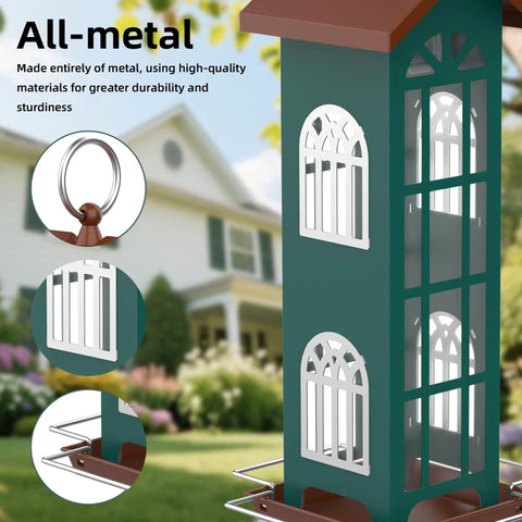 Durable Metal Wild Bird Feeder For Outdoors Hangin, Waterproof And Rustproof, Easy To Clean with stable metal hook and design