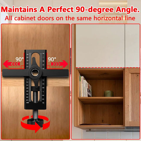 2-In-1 Cabinet Door Installation Jig Kit with 90-degree metal mounting, for precise door alignment and positioning.