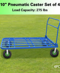 10 Inch Pneumatic Caster Wheels 4 Pack Rubber Air Tires Galvanized Brackets Heavy Duty industrial lawn cart on grass