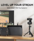 Next Level Dual Camera AI Powered PTZ 4K Webcam featuring smooth face tracking and crisp auto focus for streaming.
