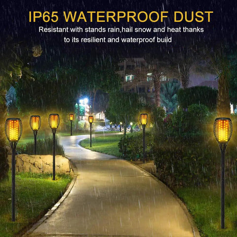 4 Pack 43 Inch Solar Torch Lights With 96 LEDs, Outdoor Waterproof Landscape Pathway Lighting, Realistic Flickering Flame Effect