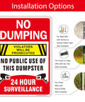 Heavy Duty 14X10 Inch No Dumping Signs 2 Pack Of Rustproof Aluminum Weather Resistant with installation options.