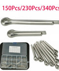 Split Cotter Pins Stainless Steel Grade 304 Assortment Pack With Hard Case Box 150 300 560 680 Pieces For Auto Repair Machinery And DIY Projects Quick Secure Fixation And Easy Install, 150/230/340 pcs