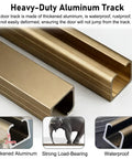 Heavy Duty Aluminum Barn Door Rail Set With Smooth As Butter Sliding Track Replacement Kit For Cabinet Doors Built Like A Tank Featuring Silent Rollers And Zero Sweat Installation, showcasing thickened aluminum track.