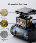 Cordless Pool Cleaner Robot With Smart Navigation And Self Parking LED Indicator showing collected debris in transparent bin
