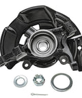 2 Front Steering Knuckles And Wheel Hub Bearing Assembly Kit For Hyundai Sonata 2011 2.0L Sport Suspension Replacement Direct Fit Includes Both Front Knuckles And Bearings Durable Steel Construction Perfect OEM Style Upgrade, showcasing steel knuckle and bearings from front view.