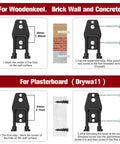Installation guide for Six Pack Garage Storage Hooks Heavy Duty Wall Mount Organizer for wood, brick, and plasterboard surfaces.