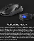 Premium Lightweight Wireless Gaming Mouse Built Tough With PaW3395 Chipset And Point Four Gigahertz Radio Zero Lag Delivery Twenty Six Thousand Dpi Accuracy Smooth Symmetrical Grip Crisp Optical Switches For Tournament Play Renewed next to 4K polling USB dongle.