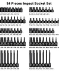 Three Eighths Inch Drive Impact Socket Set With Master Hex And Torx Bits Chromoly Steel SAE And Metric Impact Grade layout