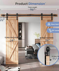 8 Ft Double Sliding Barn Door Hardware Kit With Straight Pulleys Heavy Duty Track System For 24 Inch Wide Double Doors installed