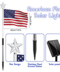 Lit Patriotic Solar Flag Lights For Outdoors, 8 Pack Pathway Stakes With 8 Modes, Waterproof 26.5 Inch American Flag Yard Lights