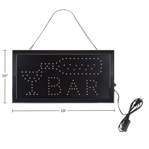 Lit LED Bar Sign Neon Style Display With Animated Lights And Energy Efficient LEDs, 19x10 inches, black frame