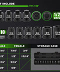 Rock Hard 10 Piece 1/2 Inch Drive Pipe Plug Socket Set Constructed To Shred Through Rusty Fittings With Premium Chrome Moly Steel And Tapered Male Female Square Drive For Zero Bull Garage Pros, displaying various sizes.