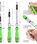 Top Tier 32 In 1 Screwdriver Kit With 30 Torx And Phillips Bits For Quick Fixing Of Phones Laptops Watches And Gadgets, green handle