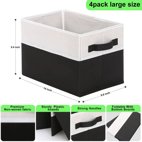 Heavy Duty Large Shelf Storage Bins Four Pack Black Collapsible Fabric Storage Baskets Foldable Closet Organizers Built Like A Tank With Hardcore Durability Rock Solid Knockout Quality