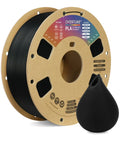 PLA Filament 1.75mm 1kg Spool Black, High Dimensional Accuracy +/- 0.02mm, Neatly Wound For Consistent Feeding, Compatible With Most FDM 3D Printers, Low Clog Performance With Real Time Extrusion Control shown on a spool.