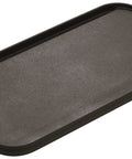 Dual Sided Cast Iron Grill And Griddle For Double Burner Stovetops With Reversible Surface flat side showing with handles
