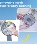 Ultra Quiet 6 Inch Handheld Personal Fan With 6 Speeds Rechargeable Battery Desktop Base 180 Degree Foldable cover cleaning