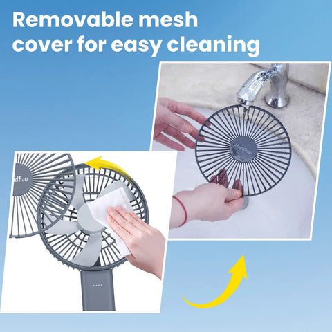 Ultra Quiet 6 Inch Handheld Personal Fan With 6 Speeds Rechargeable Battery Desktop Base 180 Degree Foldable cover cleaning
