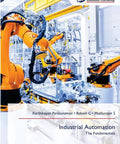 Industrial Automation Guide By Parasuraman in robotics factory setting with orange robotic arms and machinery.