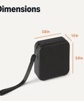 Compact Bluetooth Speaker With IPX5 Waterproof Rating, 6 Hour Playtime, USB C Charging, dimensions 3.8x3.9x1.5 inches