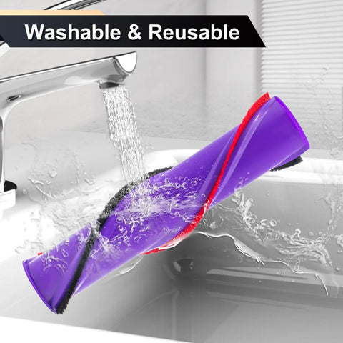 Dyson Direct Drive Motorhead Cleaner Head Replacement being washed under tap, showcasing washable and reusable features
