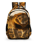 Dope Golden Hour Lion Printed Unisex Backpack with large capacity for school travel and everyday carry durable polyester.