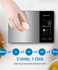 Smart Digital Kitchen Scale With 23 Nutrients Tracking For Weight Loss, app sync, premium stainless steel, 11Lb capacity, egg on scale