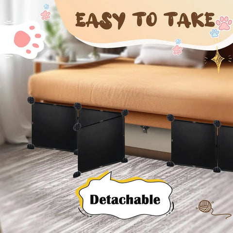 Eleven Point Eight Inch High Two Forty Eight Inch Long Under Bed Blocker Straight Up Durable Barrier near bed, detachable black design.