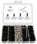 M5 T-nut and screw kit in a clear case: 120 black M5 screws and 120 silver drop-in T-nuts, plus 1 hex wrench.