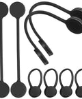 Slick Magnetic Silicone Cable Ties 10 Pack Reusable Cord Organizer For Laptops Phones Travel Gear black silicone clips