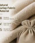 Natural burlap fabric detail in Two Pack Burlap Wine Bags Jute Bottle Covers Hessian Cloth Liquor Wrapping Pouches image
