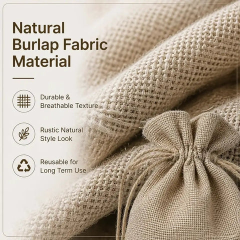 Natural burlap fabric detail in Two Pack Burlap Wine Bags Jute Bottle Covers Hessian Cloth Liquor Wrapping Pouches image