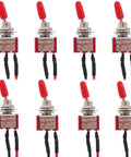 8 Pack Mini Toggle Switch SPST 2 Position 2 Pins On Off 125V AC 5A Or 250V AC 3A With Pre Soldered Wires 8 Inch Leads 6mm Mounting Hole
