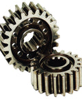 Lightweight 10 Spline Quick Change Gear For Racing High Strength Alloy Steel Drilled To Slash Rotating Weight REM Polished Surfaces Cut Friction And Boost Longevity Cooler Running QC Gear For Crate Late Models And High HP Builds, two gears displayed