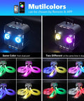 Dual Color 32W Fiber Optic Starlight Headliner Kit with 2300 fibers demonstrating multicolor RGBW light effects using app and remote.