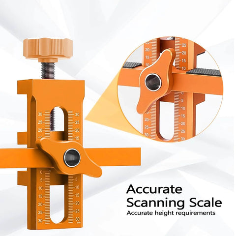 Close-up of Cabinet Door Install Positioner Jig Aluminum Alloy Adjustable Hinge Alignment Tool