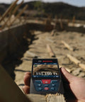 Beast Of A Blaze Outdoor Connected Laser Measure With 400 Ft Range and backlit display used at construction site