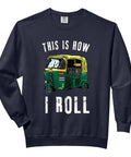 Dope Tuk Tuk Rickshaw And Italian Scooter Transporter Design Relaxed Fit Adult Crewneck Sweatshirt with graphic design.