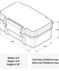 Diagram of 3ml and 30ml Vial Case for Peptide Vials and Reconstitution Solution | Temperature Regulating Fridge and Freezer Safe Case